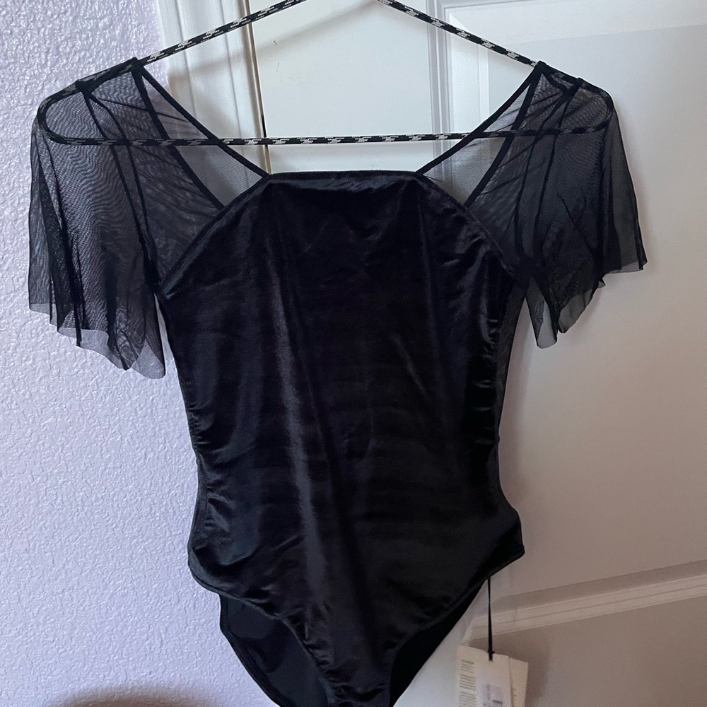 Maldire Velvet Butterfly Sleeve Leotard